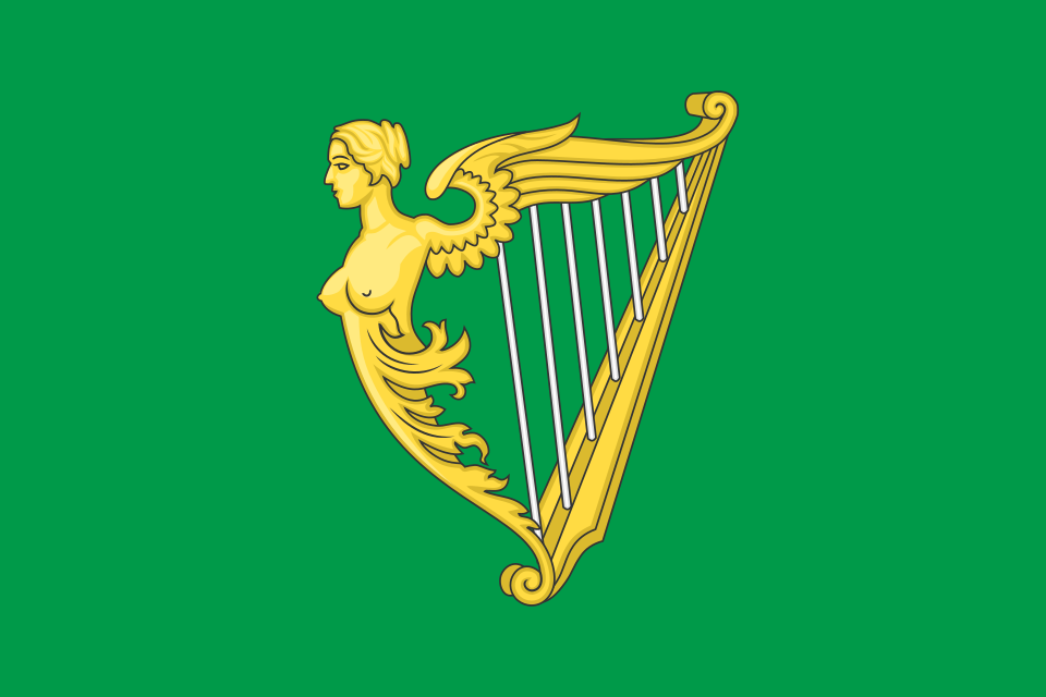 The green harp flag of Ireland